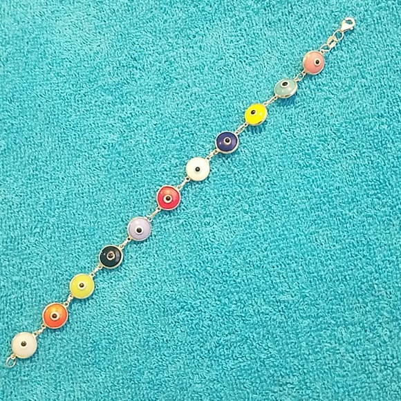 925 sterling silver colorful evil eye bracelet - Picture 2 of 6